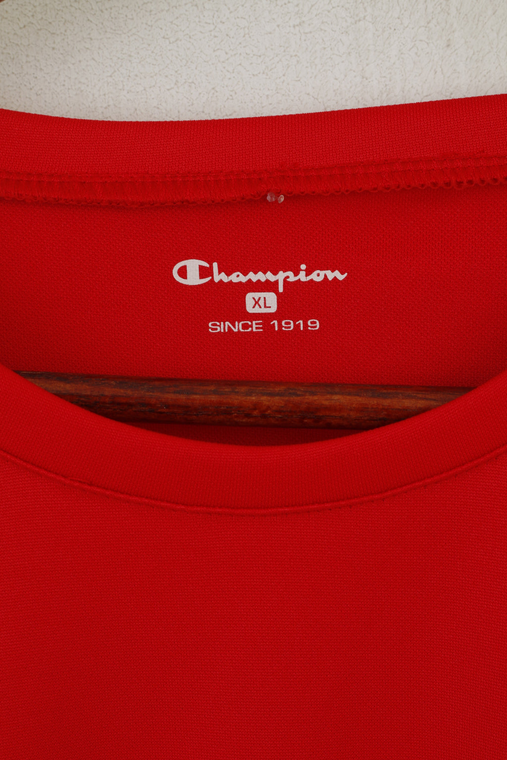 Champion Men XL Shirt Red Training Activewear Sport Crew Neck Jersey Top