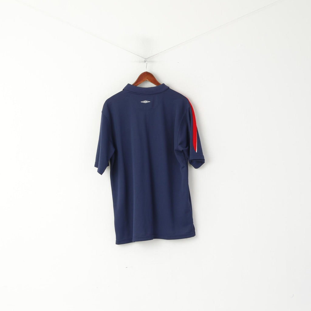 Umbro Men XL Polo Shirt Navy England National Football Team Jersey Sport Top