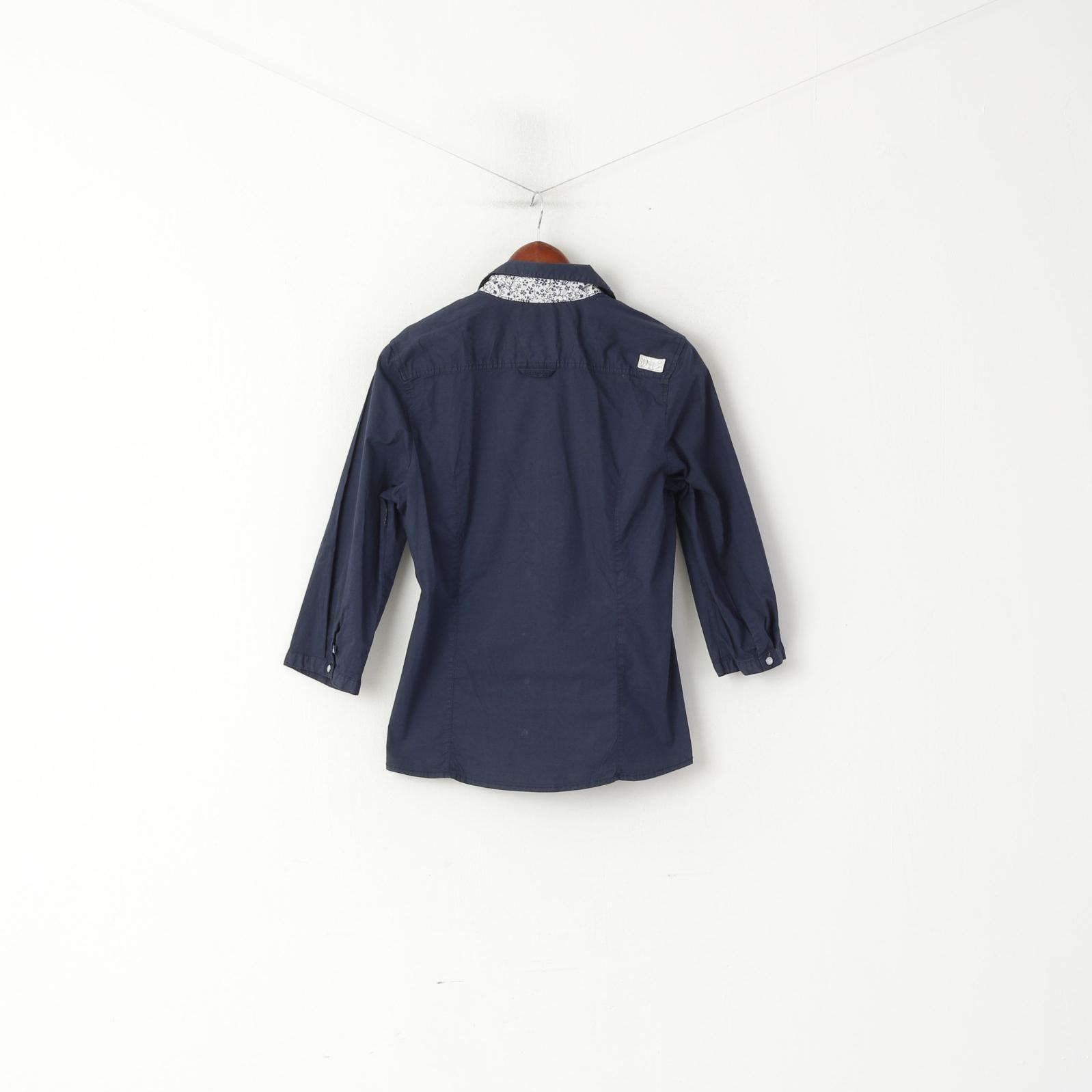 Gaastra Women L Casual Shirt Navy Cotton 7/8 Sleeve Regatta Nautical Supplies Top