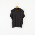Dunlop Golf Classic Men L Polo Shirt  Black Shiny  Detailed Buttons Plain Top