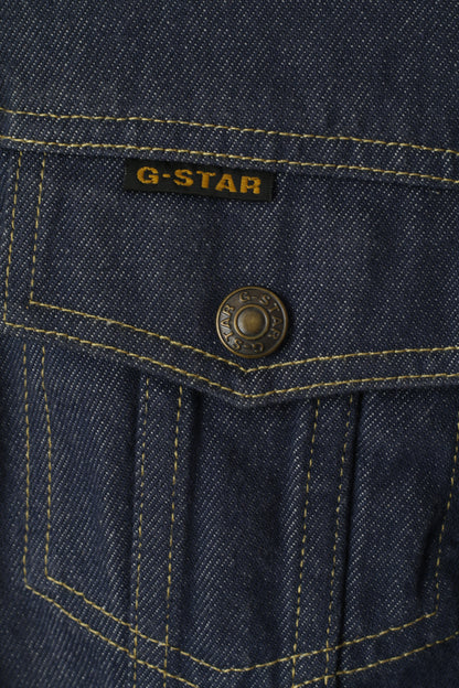 G-Star Women S Jacket Blue Denim Blazer Cotton Fitted Snaps Jeans Top