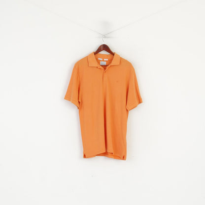 Polo Champion da uomo L, top estivo classico in cotone arancione, vestibilità facile, tinta unita vintage