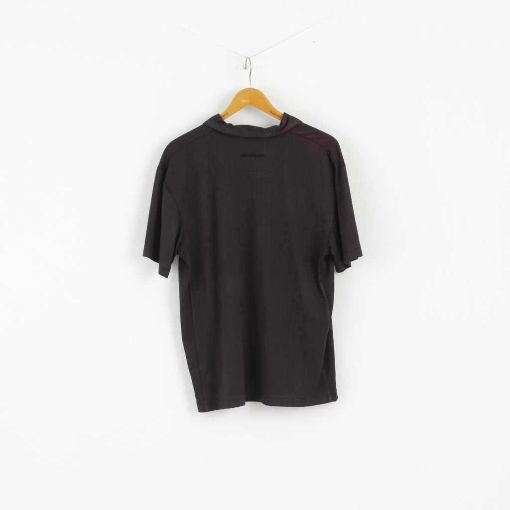 Dunlop Golf Classic Men L Polo Shirt  Black Shiny  Detailed Buttons Plain Top
