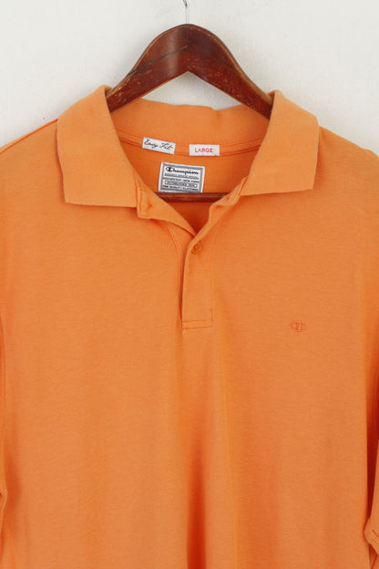 Champion Homme L Polo Orange Coton Easy Fit Vintage Plain Classic Summer Top