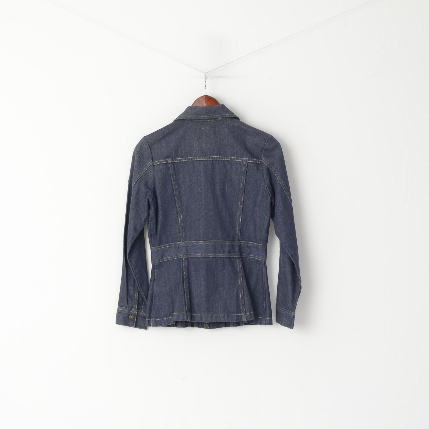 G-Star Veste Femme Bleu Denim Blazer Coton Ajusté Boutons-pression Jeans Top