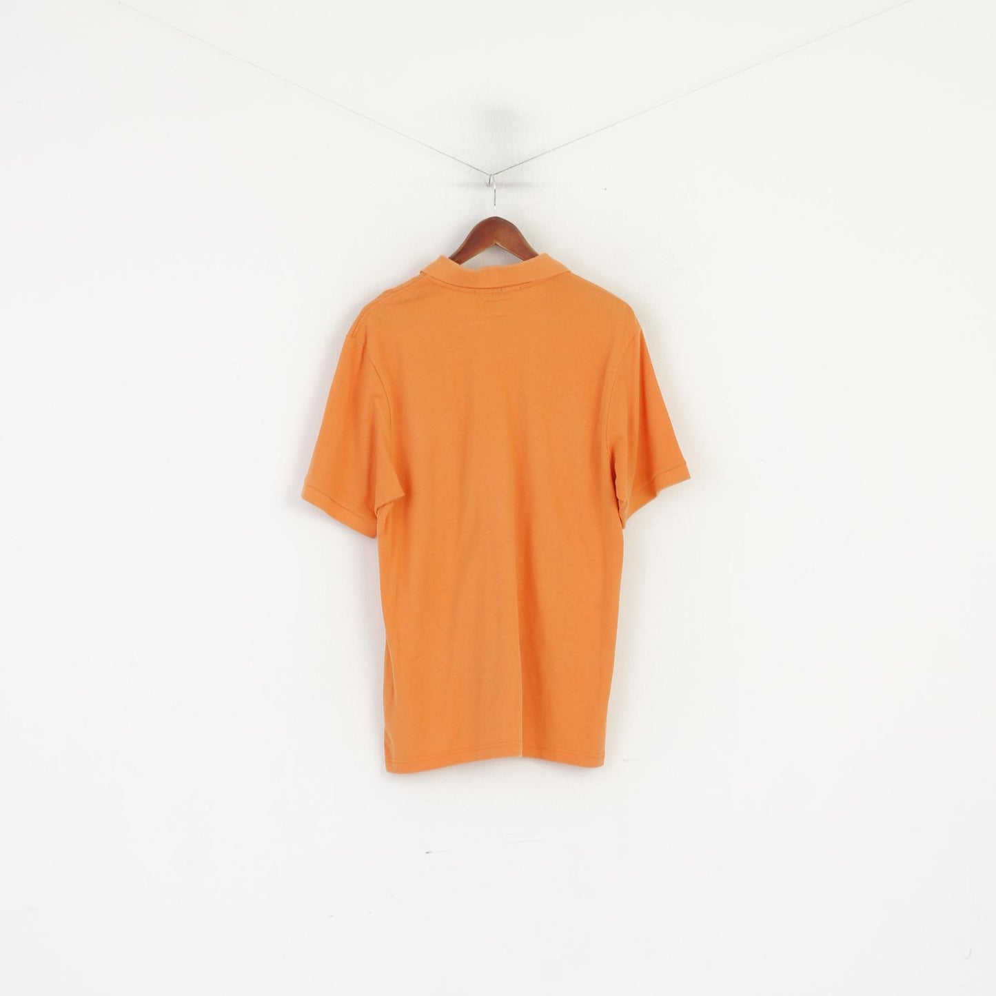 Champion Men L Polo Shirt Orange Cotton Easy Fit Vintage Plain Classic Summer Top