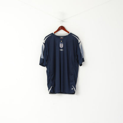 Maglia Umbro della Nazionale Inglese da Uomo 2XL Maglia da Calcio Blu Navy Jersey Vintage