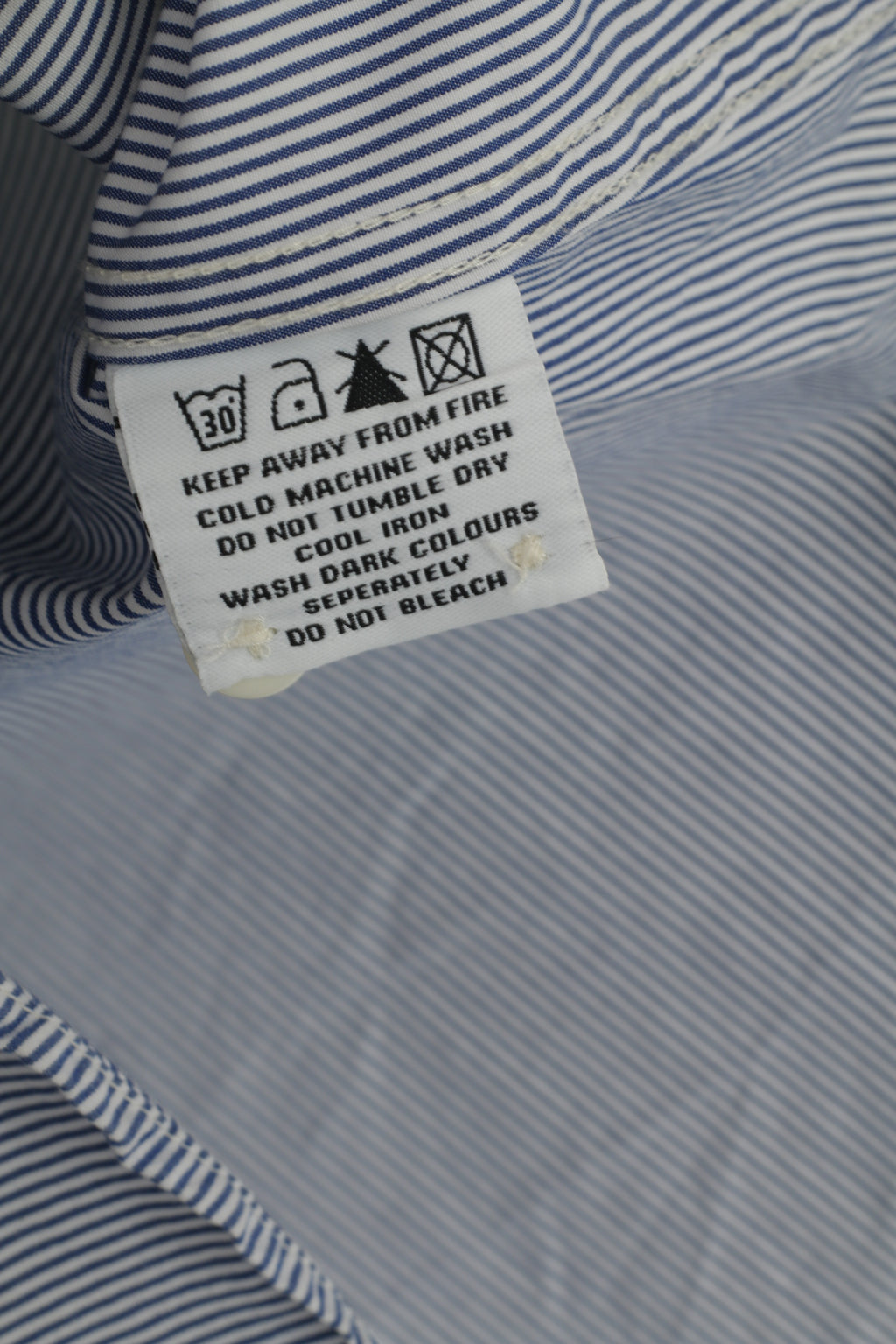 Superdry Men M Casual Shirt Blue Striped Cotton Long Sleeve Button Down Collar Top