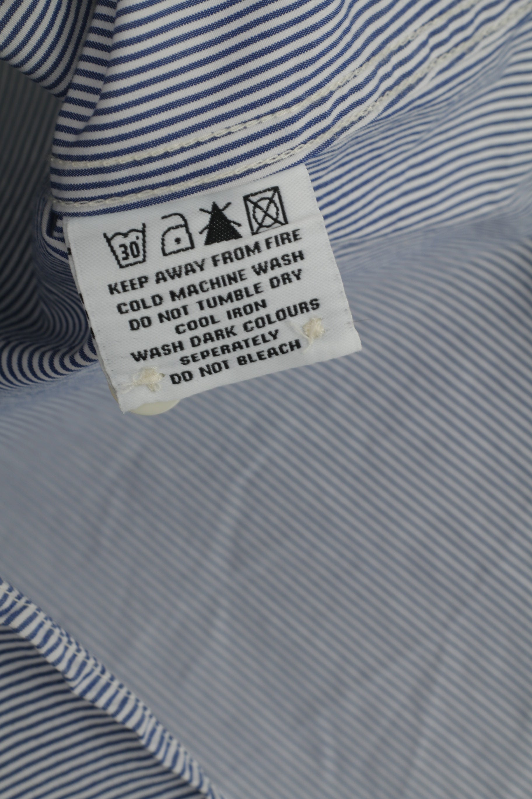 Superdry Men M Casual Shirt Blue Striped Cotton Long Sleeve Button Down Collar Top