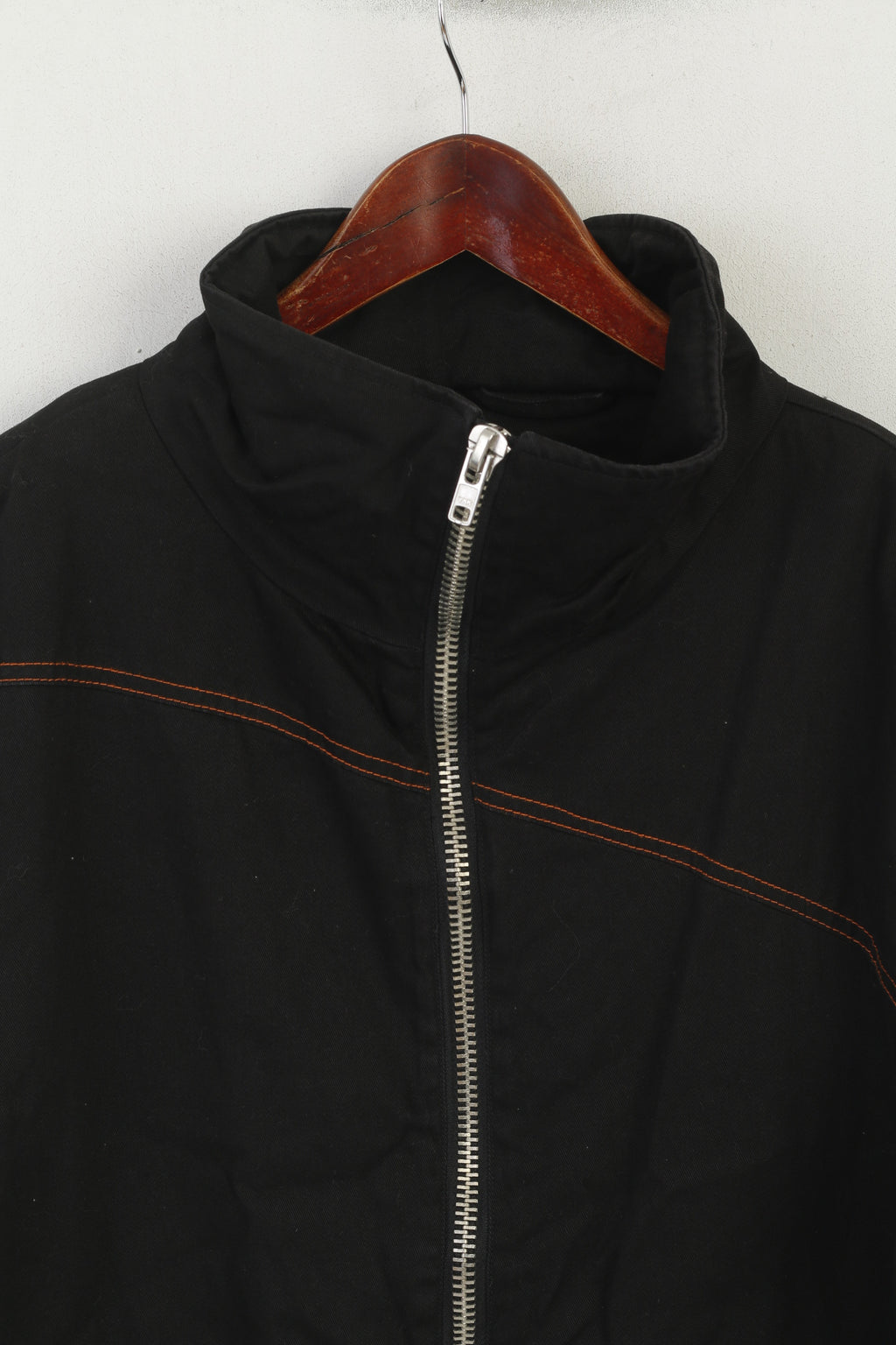 Encore Men L (M) Jacket Black Cotton Padded Full Zipper Vintage Strettwear Top