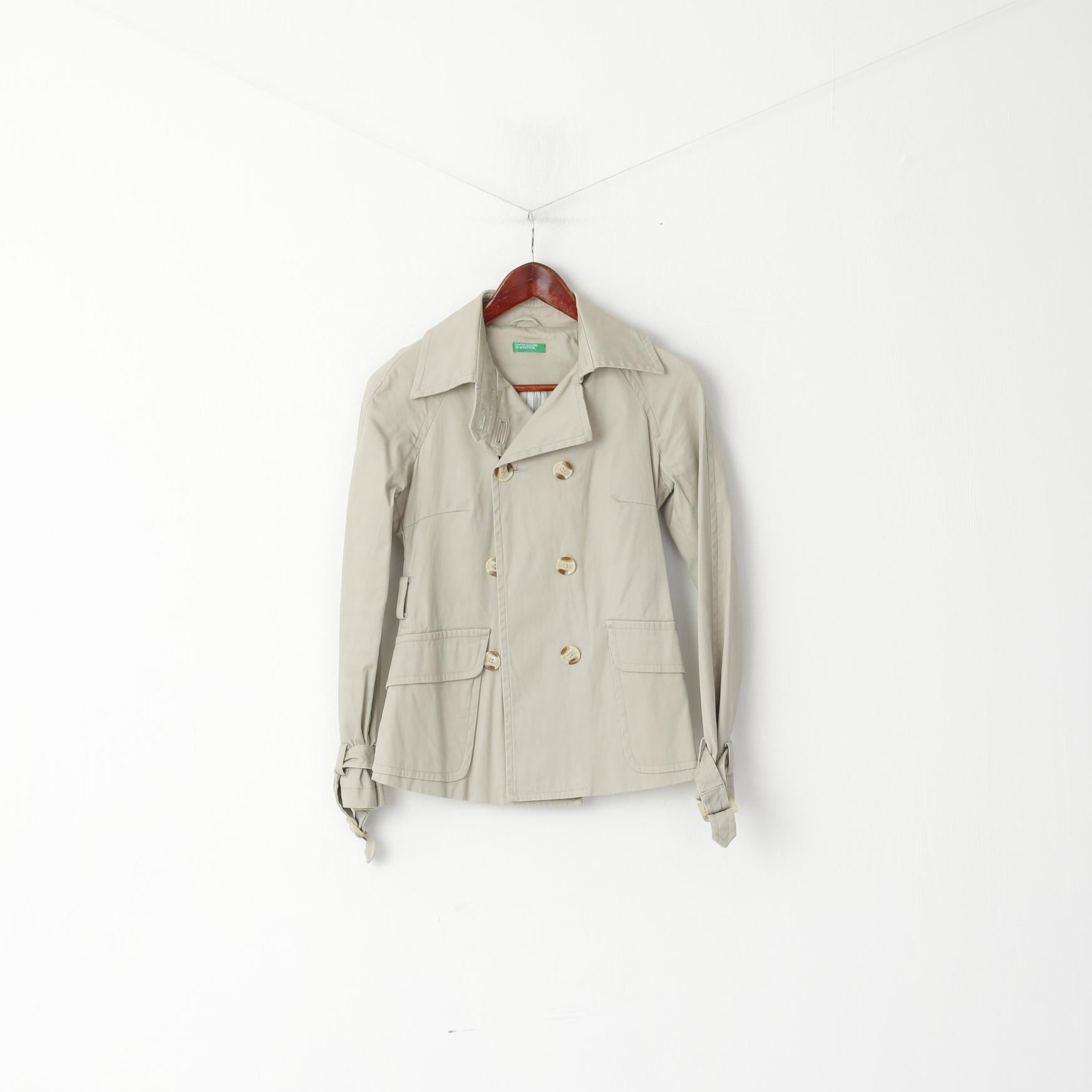 United Colors Of Benetton Donna 38 XS Giacca Beige Doppio Petto Classico Top