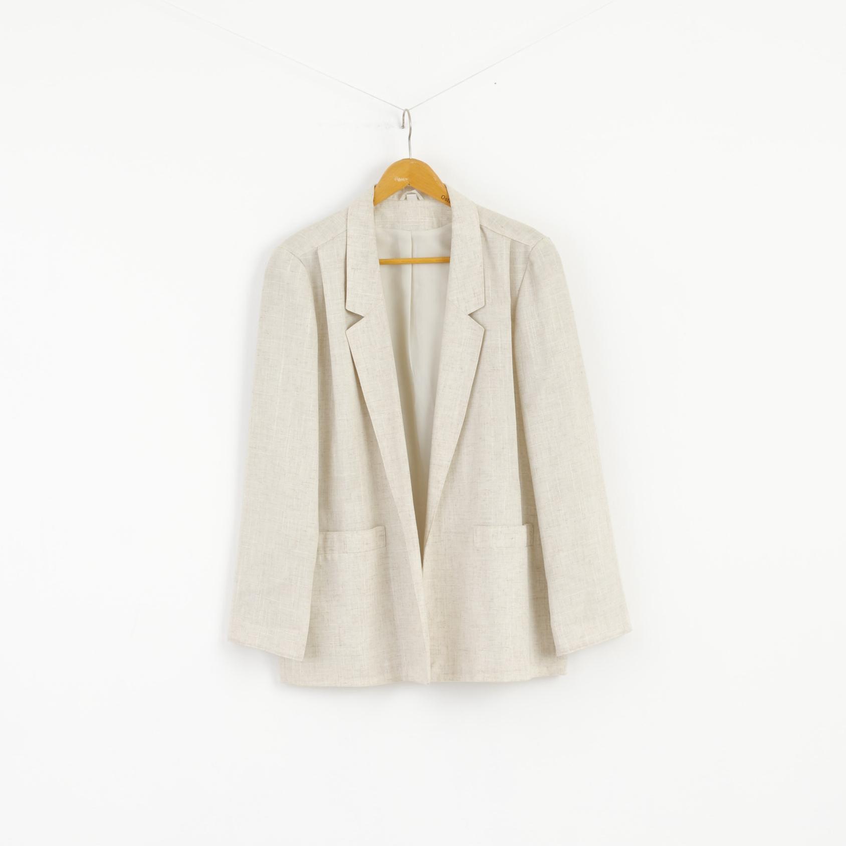 Collezione Fashion Extra Donna 16 42 Blazer Beige Misto lino Top aperto sul davanti