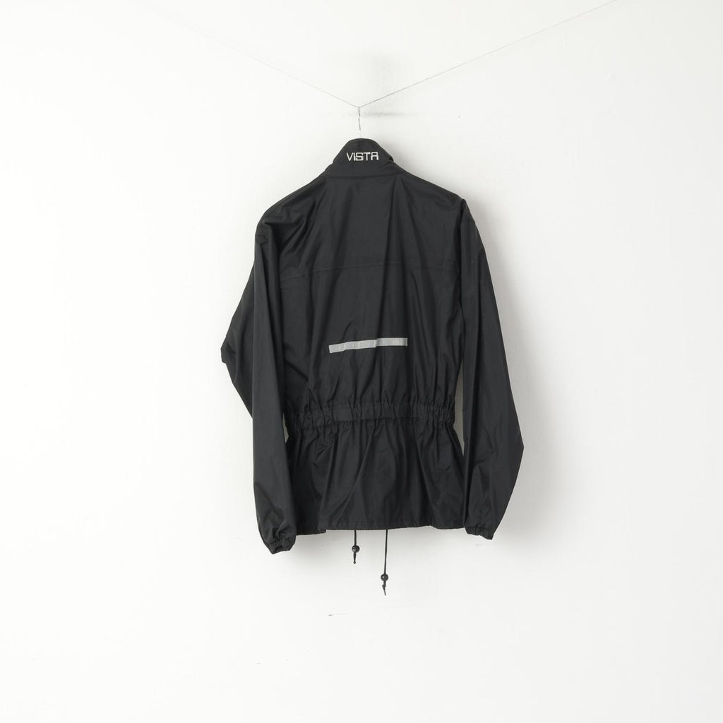 Motoline Men L  Jacket Black Nylon Waterproof  Scotchlite 3M Full Zipper Motorbike Top