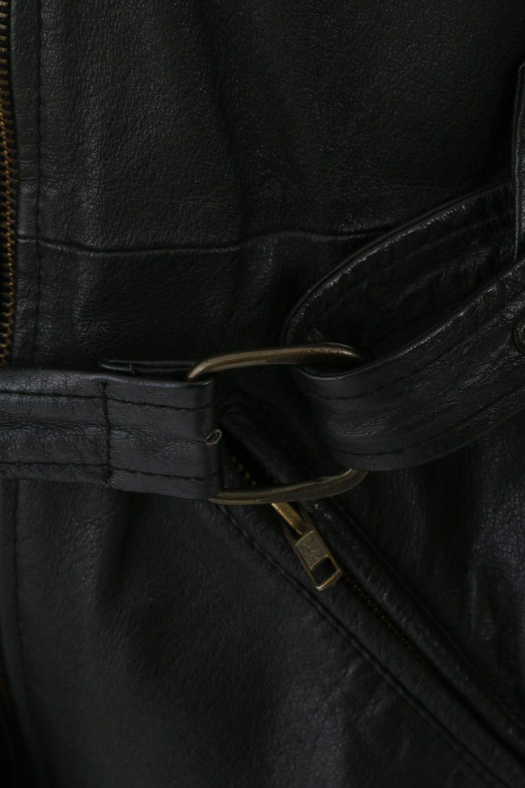 Miss Joy Veste de motard vintage en cuir noir Ramones pour femme 44 avec fermeture éclair complète