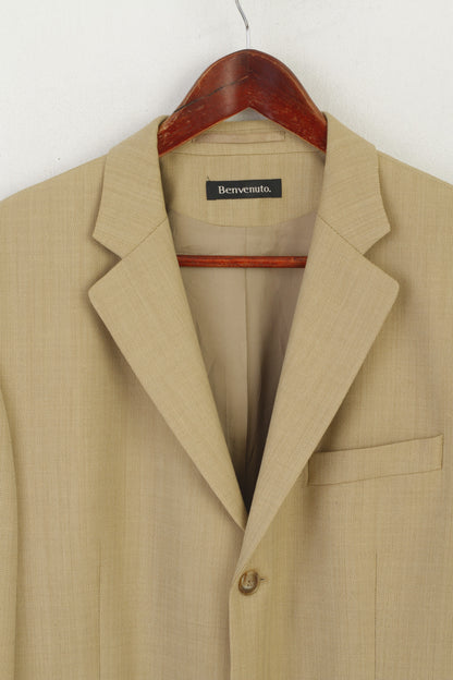 Benvenuto Hommes 25 40 Blazer Camel Laine Vintage Veste Simple Boutonnage