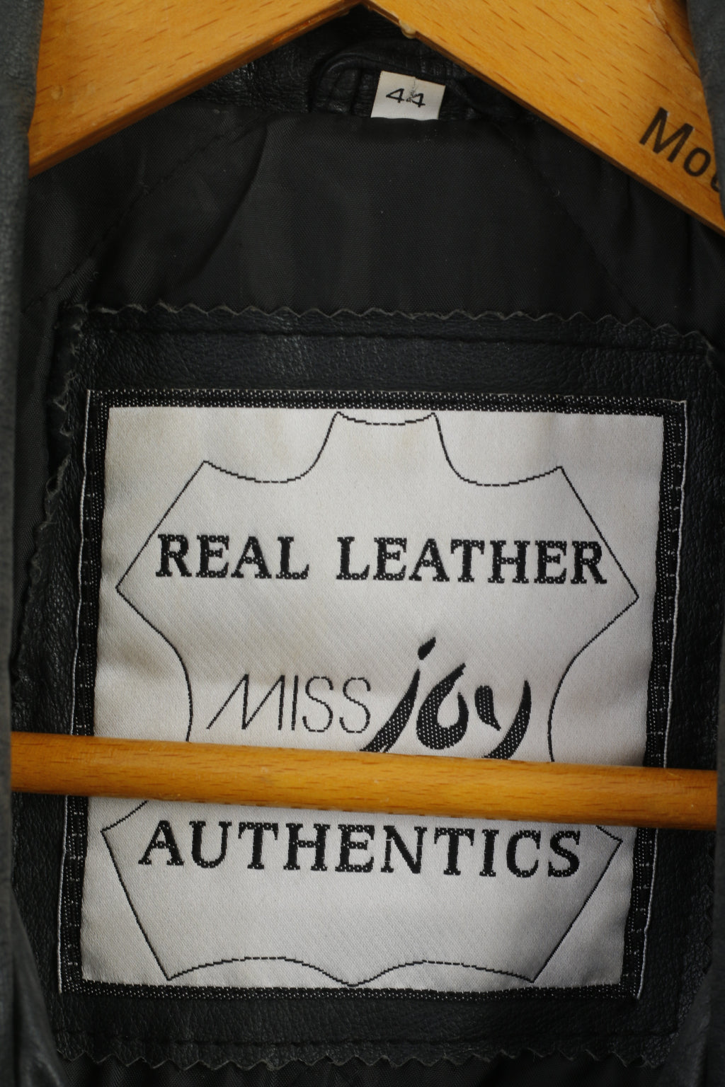 Miss Joy Veste de motard vintage en cuir noir Ramones pour femme 44 avec fermeture éclair complète