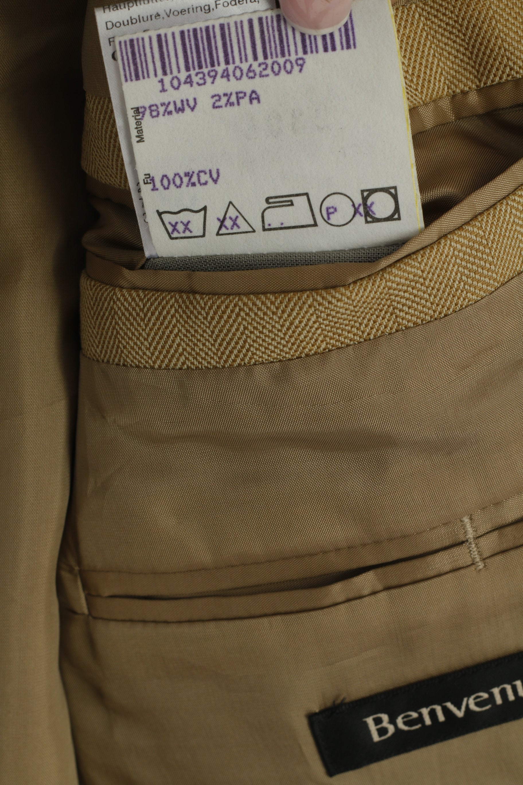 Benvenuto Men 25 40 Blazer Camel Wool Vintage Single Breasted Jacket