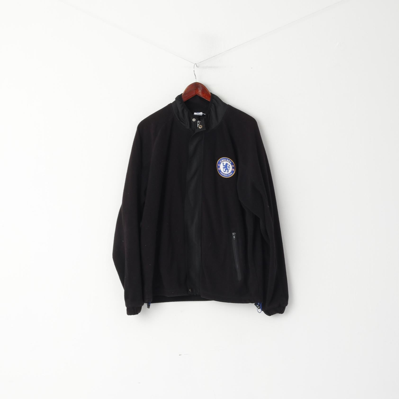 Chelsea Football Club Men XL Fleece Top Black Full Zipper Official Sport Top