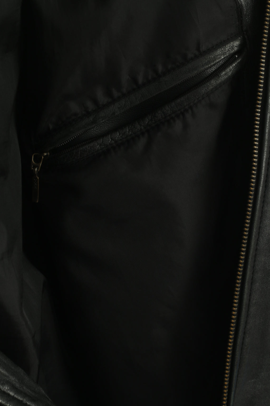 Vintage Men M Jacket Black Leather Soft Classic Full Zipper Shoulder Pads Top