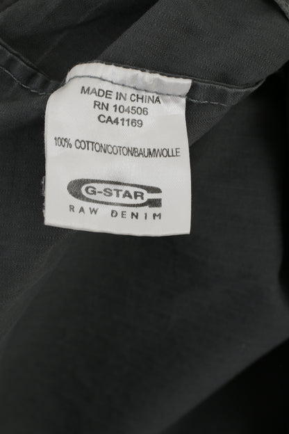 G-STAR Raw Men XXL (L) Jacket Grey Cotton Full Zipper Emroidered Casual Top