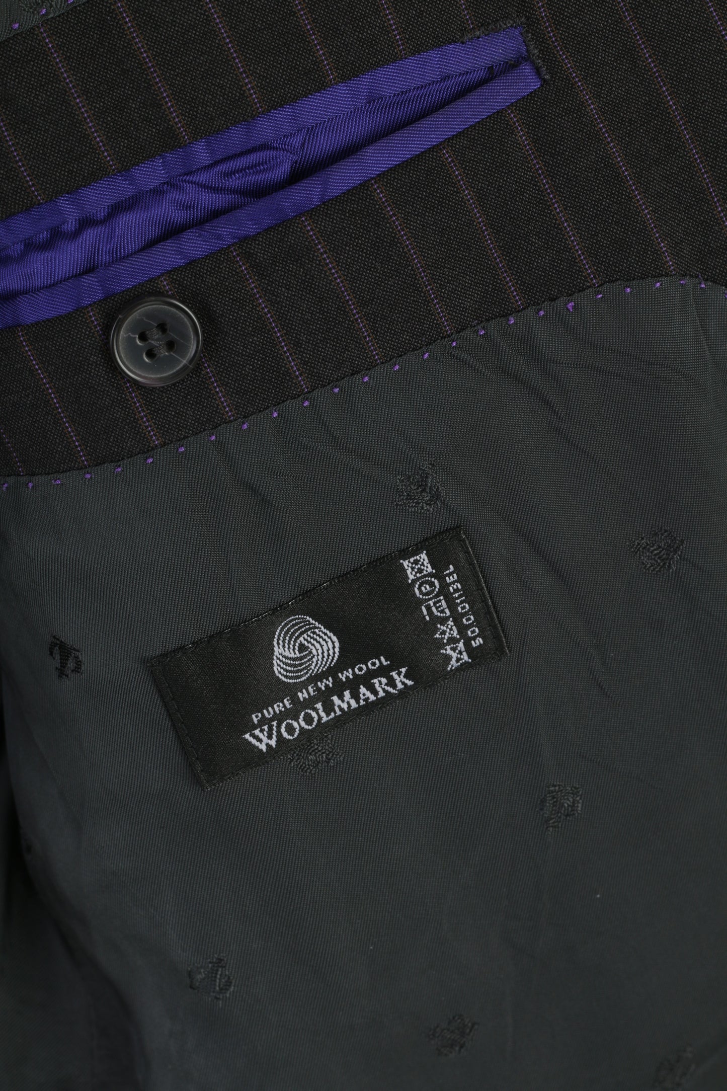 Jeff Banks Uomo 42S 52 Blazer Giacca monopetto in lana a righe viola grigio