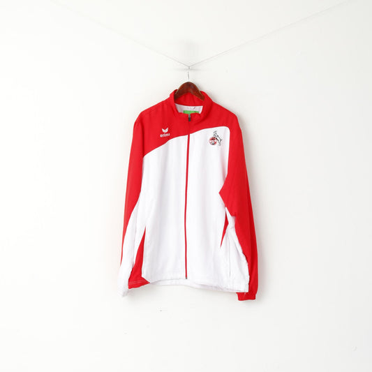 Felpa Erima da uomo 48/50 XL rossa bianca FC Koln Football Full Zipper Track Top Jacket