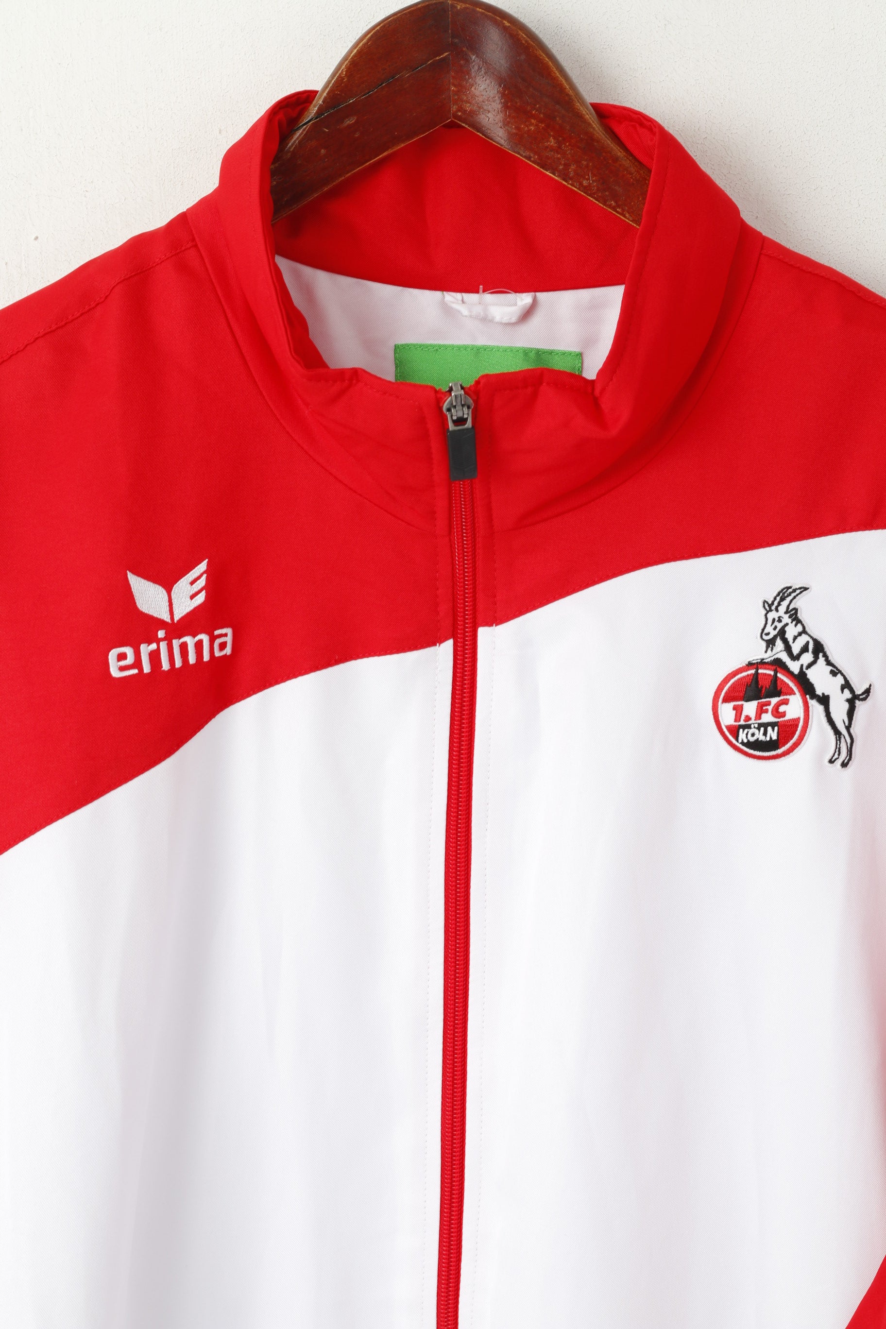 Erima Men 48/50 XL Sweatshirt red White FC Koln Football Full Zipper Track Top Jacket