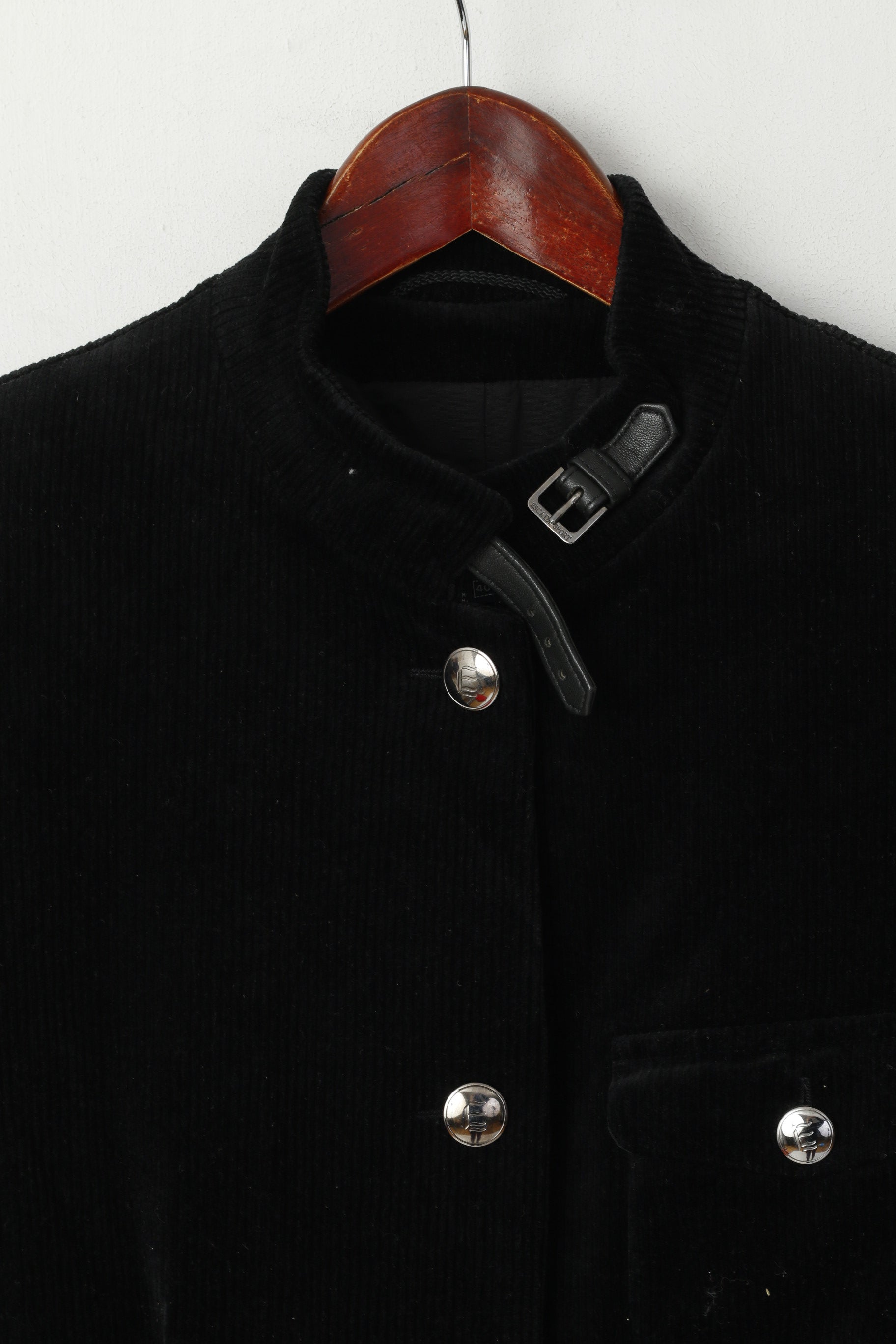 Escada Sport femmes 40 M veste velours côtelé noir simple boutonnage col montant Blazer