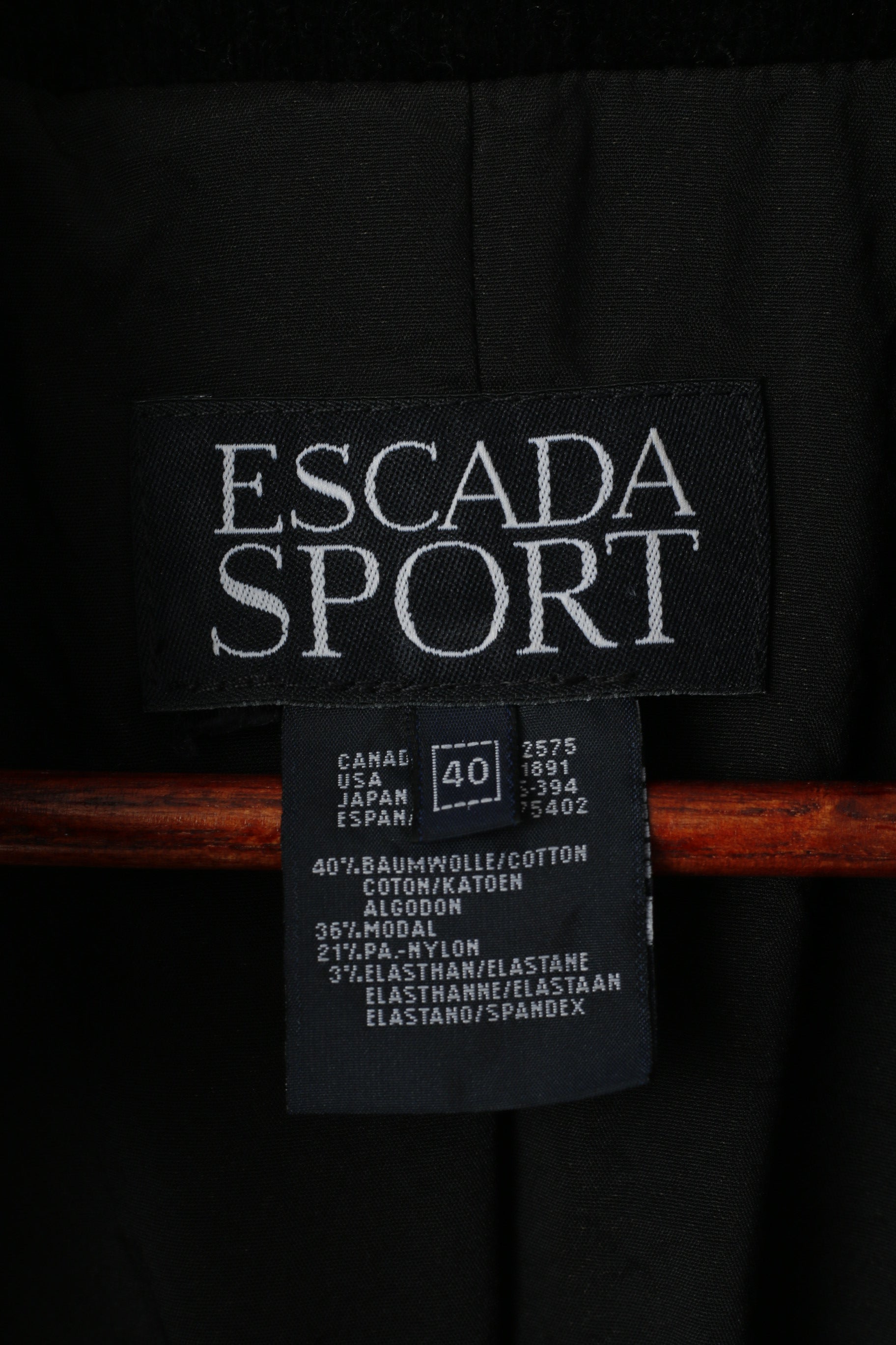 Escada Sport femmes 40 M veste velours côtelé noir simple boutonnage col montant Blazer