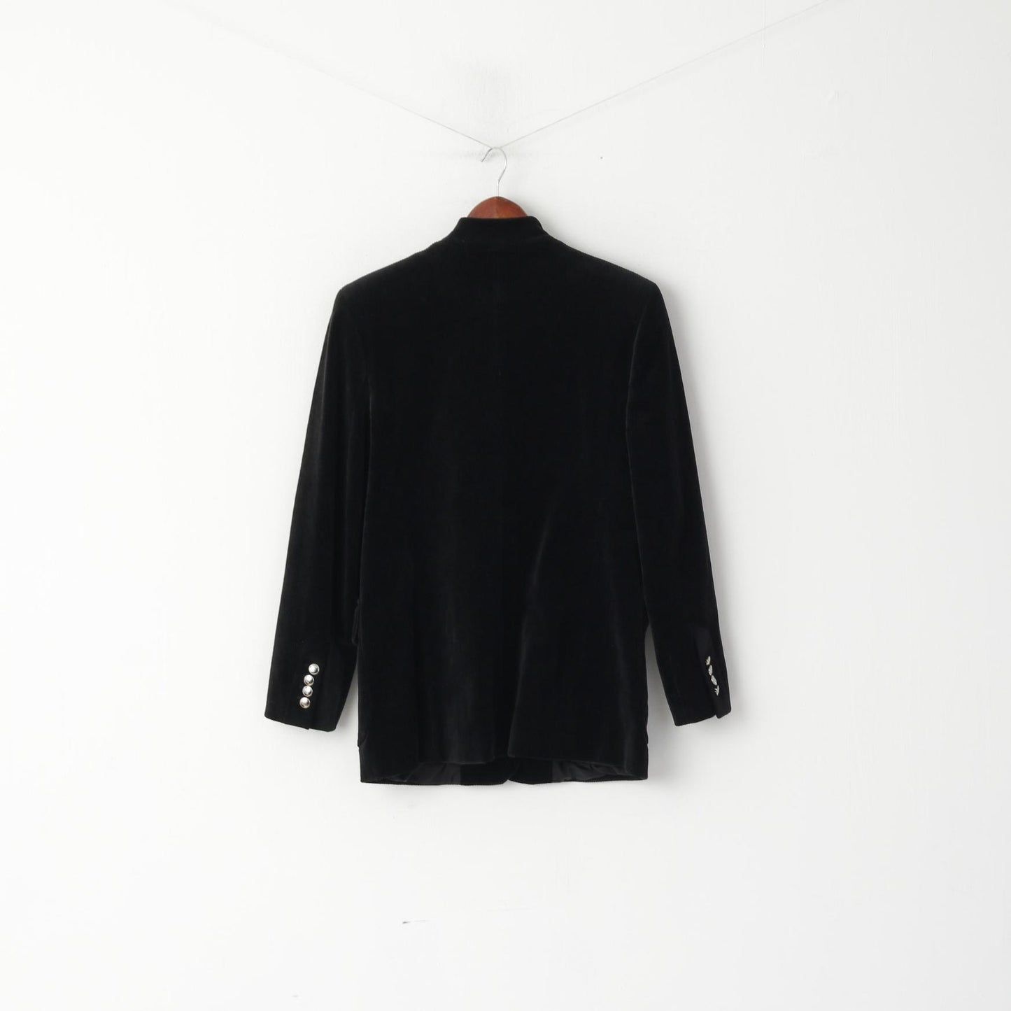Escada Sport Women 40 M Jacket Black Corduroy Single Breasted Stand Up Collar Blazer