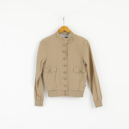 Alpha Industries Veste Femme Beige Col Montant Fermeture Éclair Complète Haut En Coton