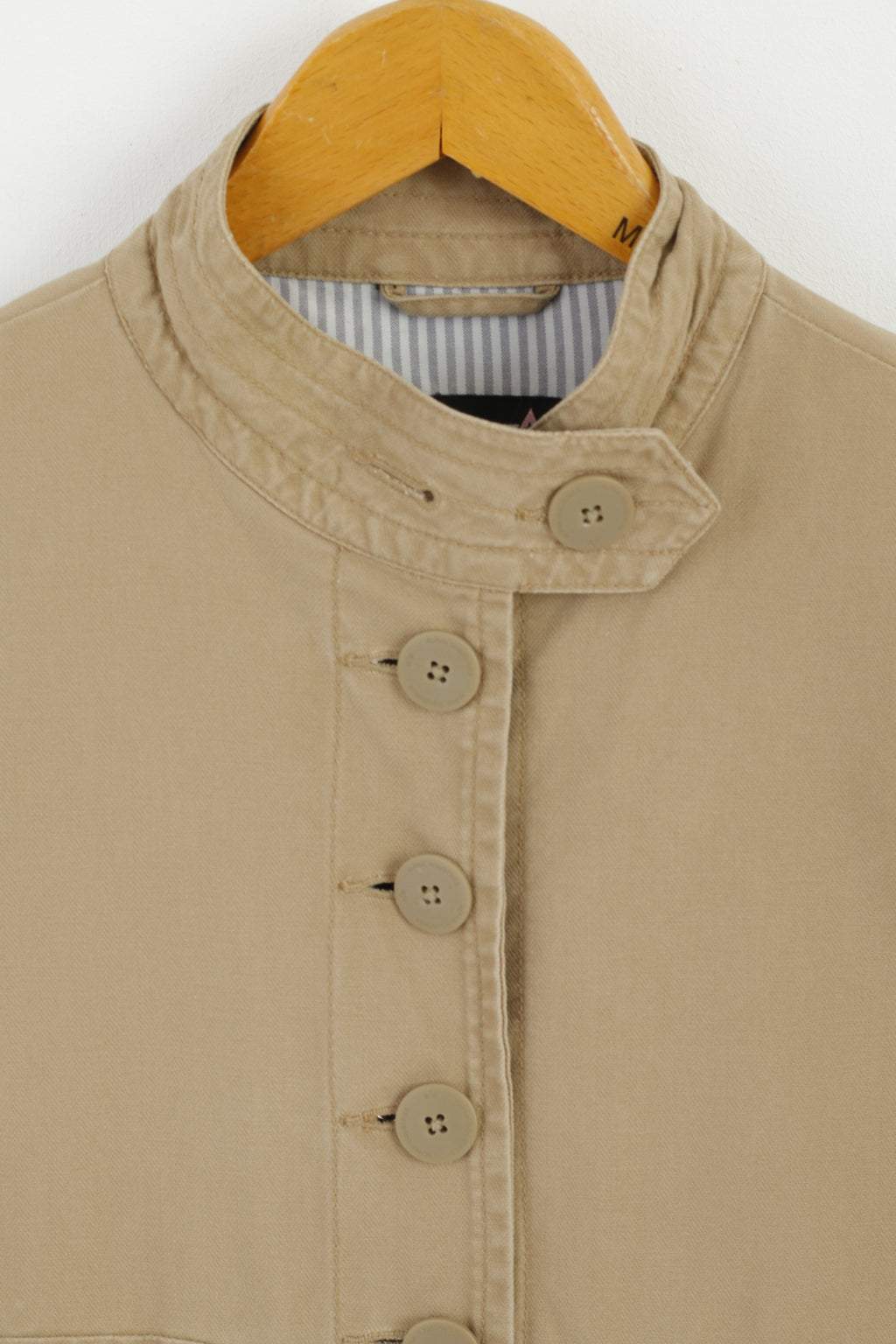 Alpha Industries Women S Jacket Beige Stand Up Collar Full Zipper Cotton Top