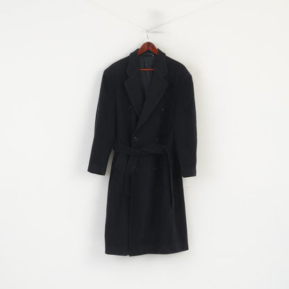 David Moss Colection Men S (M) Coat Navy Vintage Wool Cashmere Blend Belted Overcoat