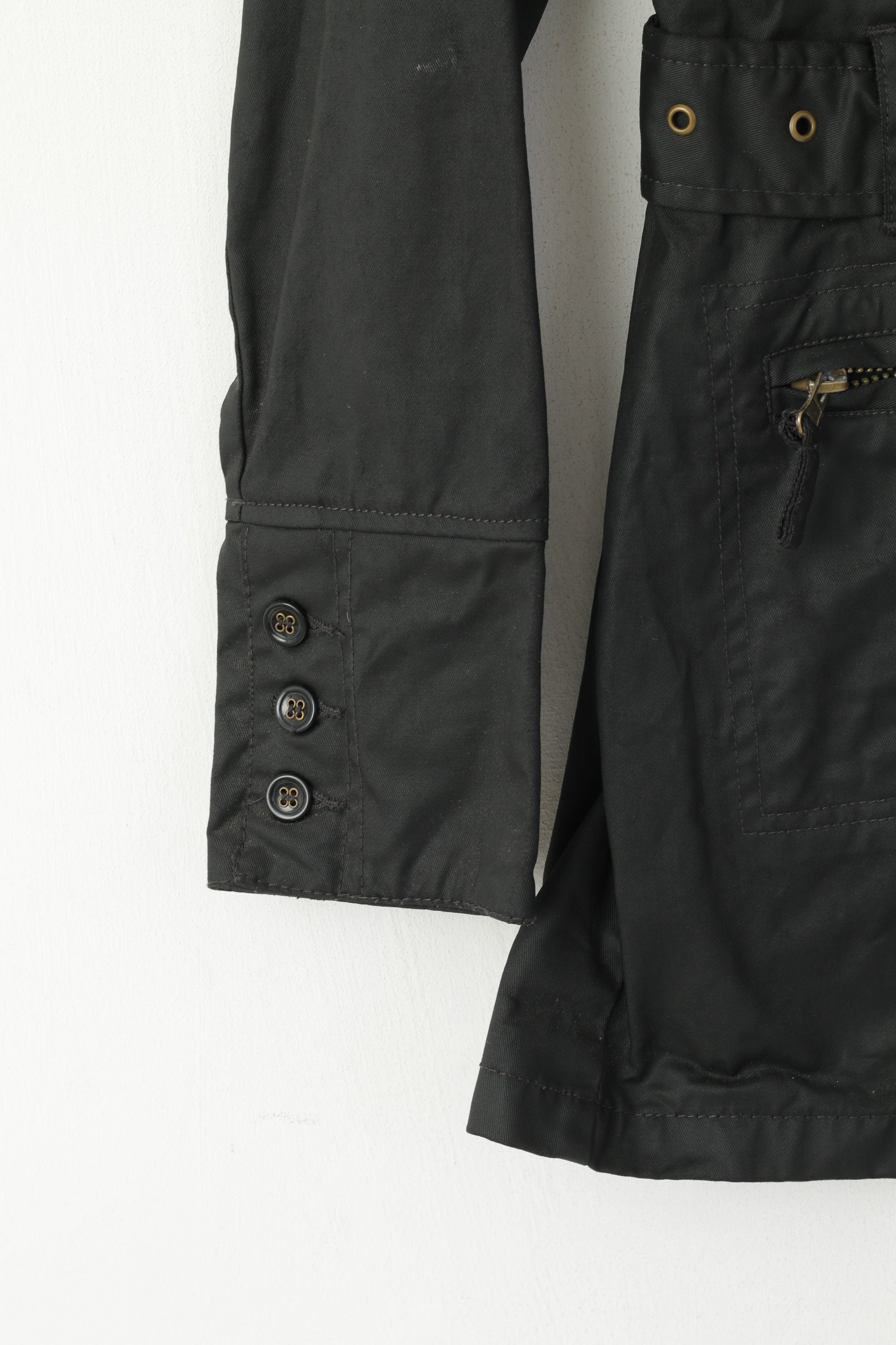 Adoro la giacca da donna Horses, top monopetto con cintura in cotone cerato nero