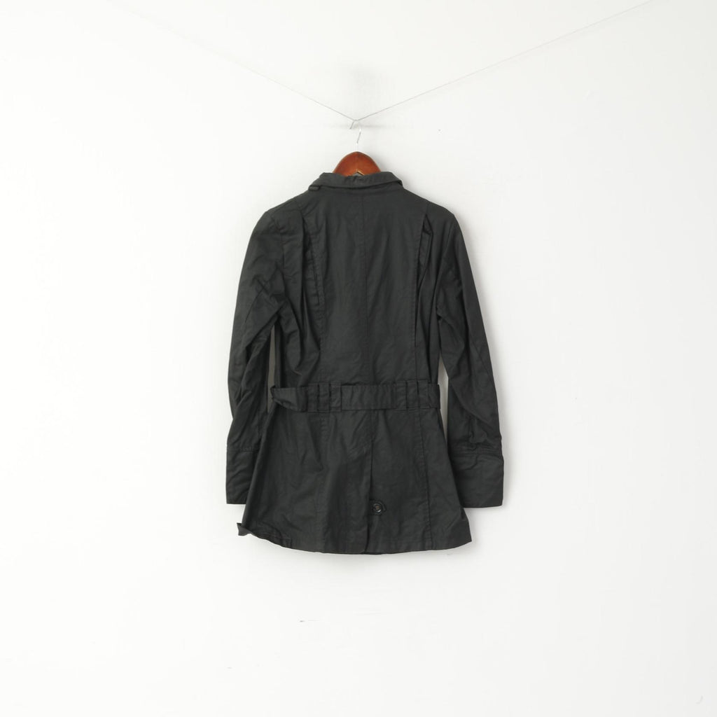 Adoro la giacca da donna Horses, top monopetto con cintura in cotone cerato nero