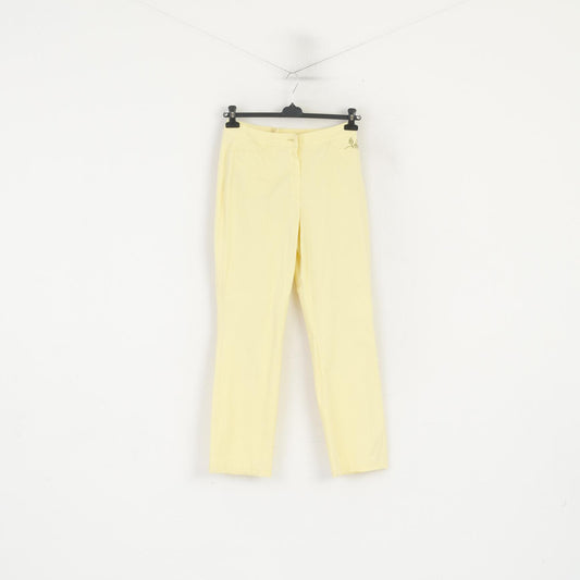 Pantaloni Escada Donna 38 Pantaloni a gamba dritta estivi in ​​nylon elasticizzato giallo