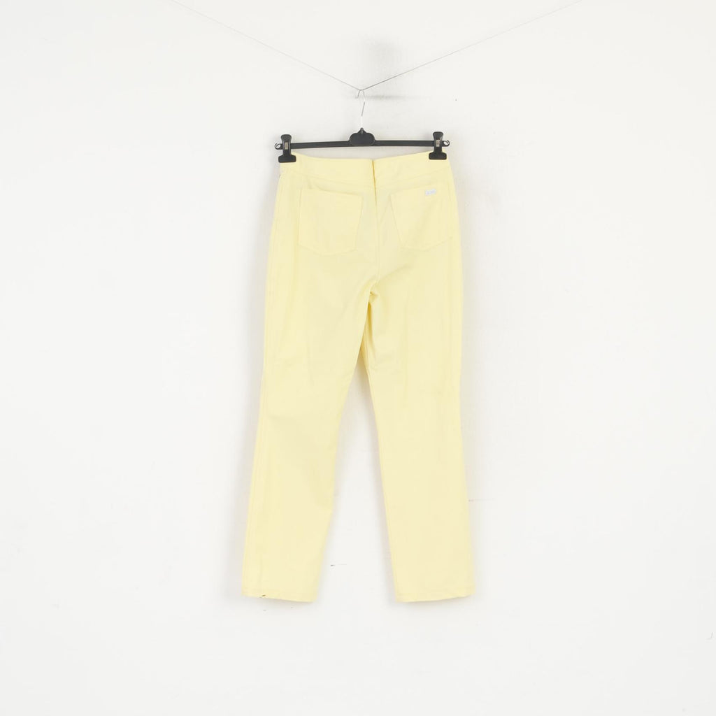 Pantaloni Escada Donna 38 Pantaloni a gamba dritta estivi in ​​nylon elasticizzato giallo