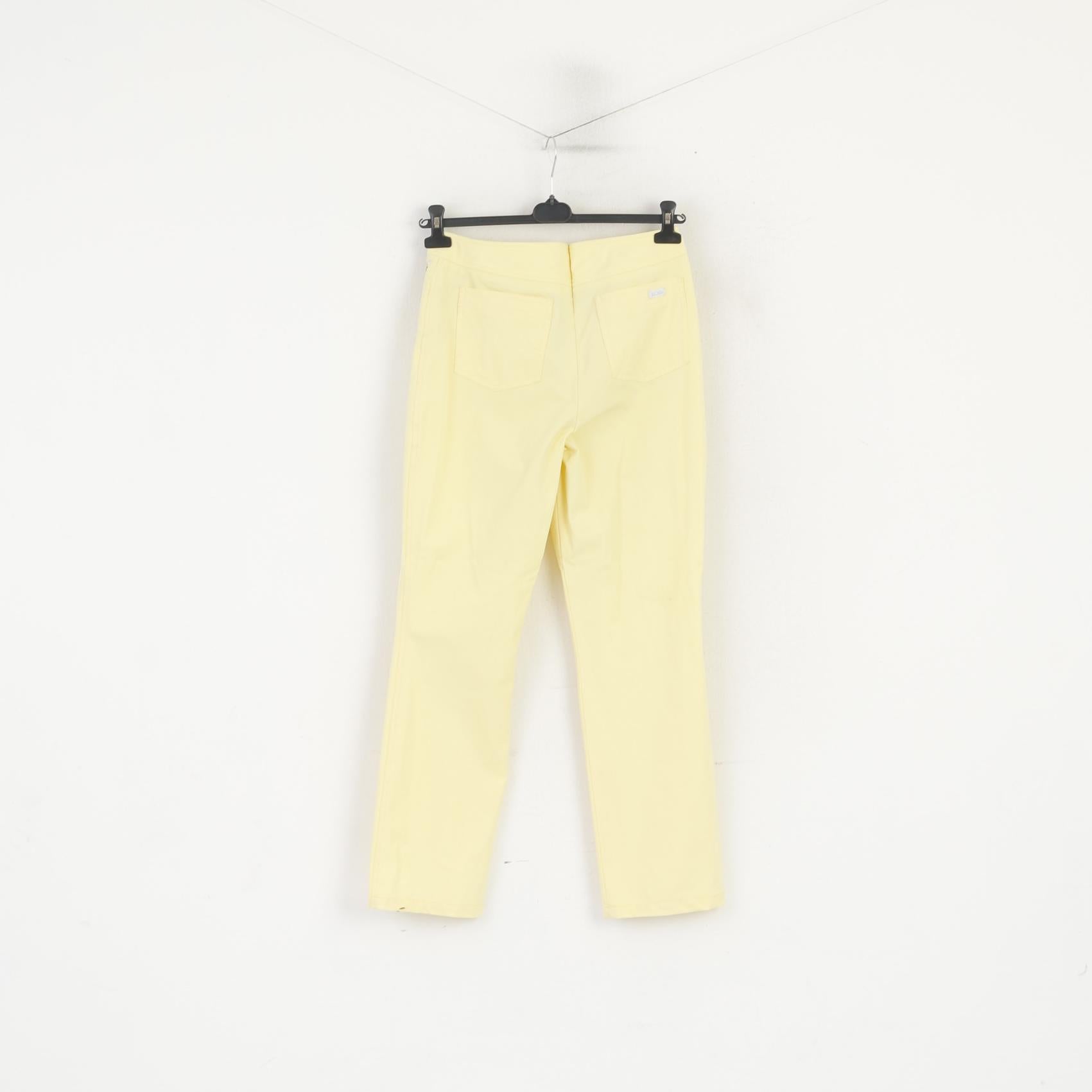 Pantaloni Escada Donna 38 Pantaloni a gamba dritta estivi in ​​nylon elasticizzato giallo