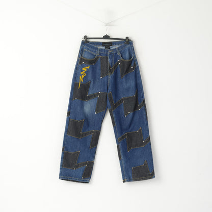 Hoodboyz Men 32 Jeans Trousers Navy Denim Hip-Hop Streetstyle Western Pants