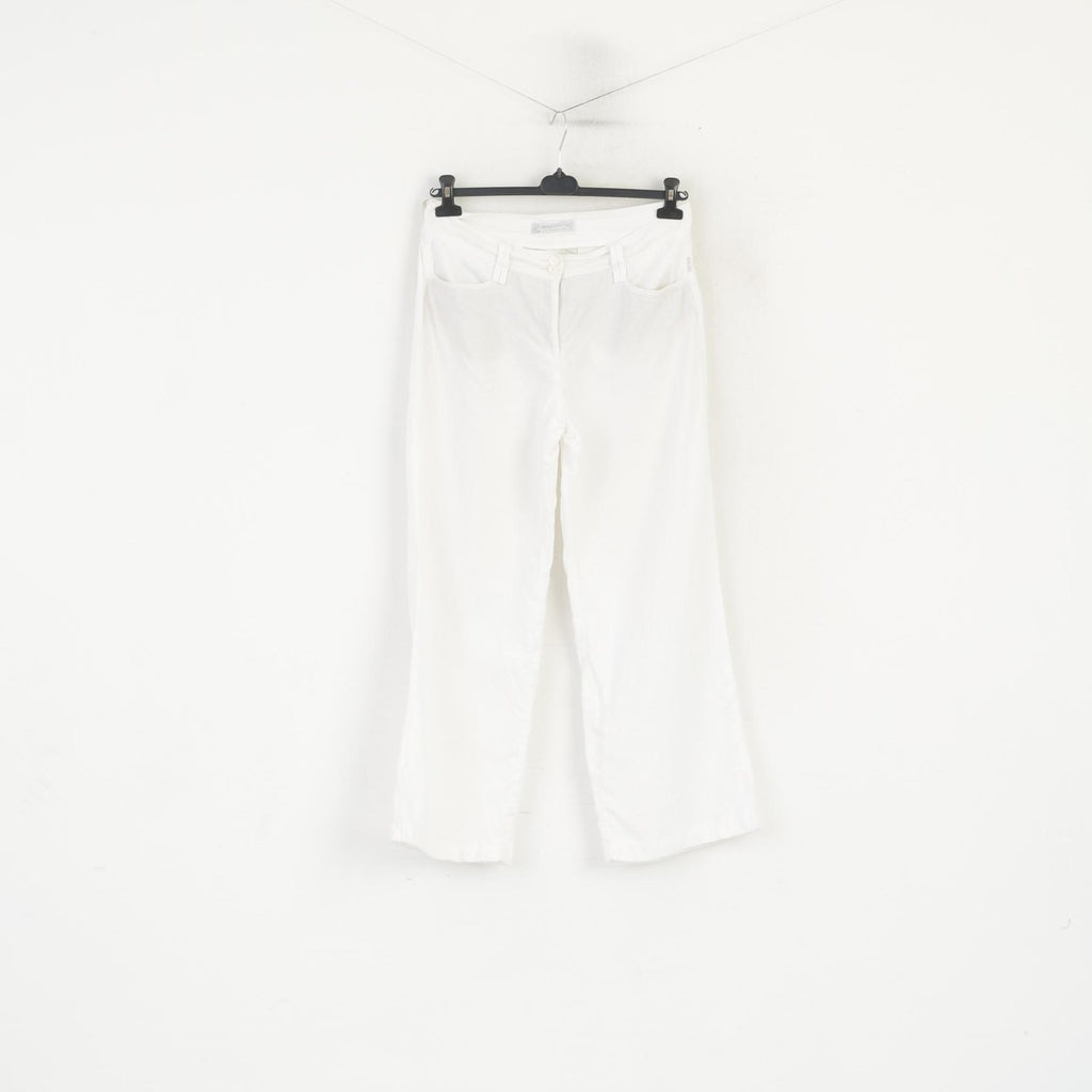 BRAX Women 16 32/32 42 Trousers White 100% Linen Marina Summer Pants