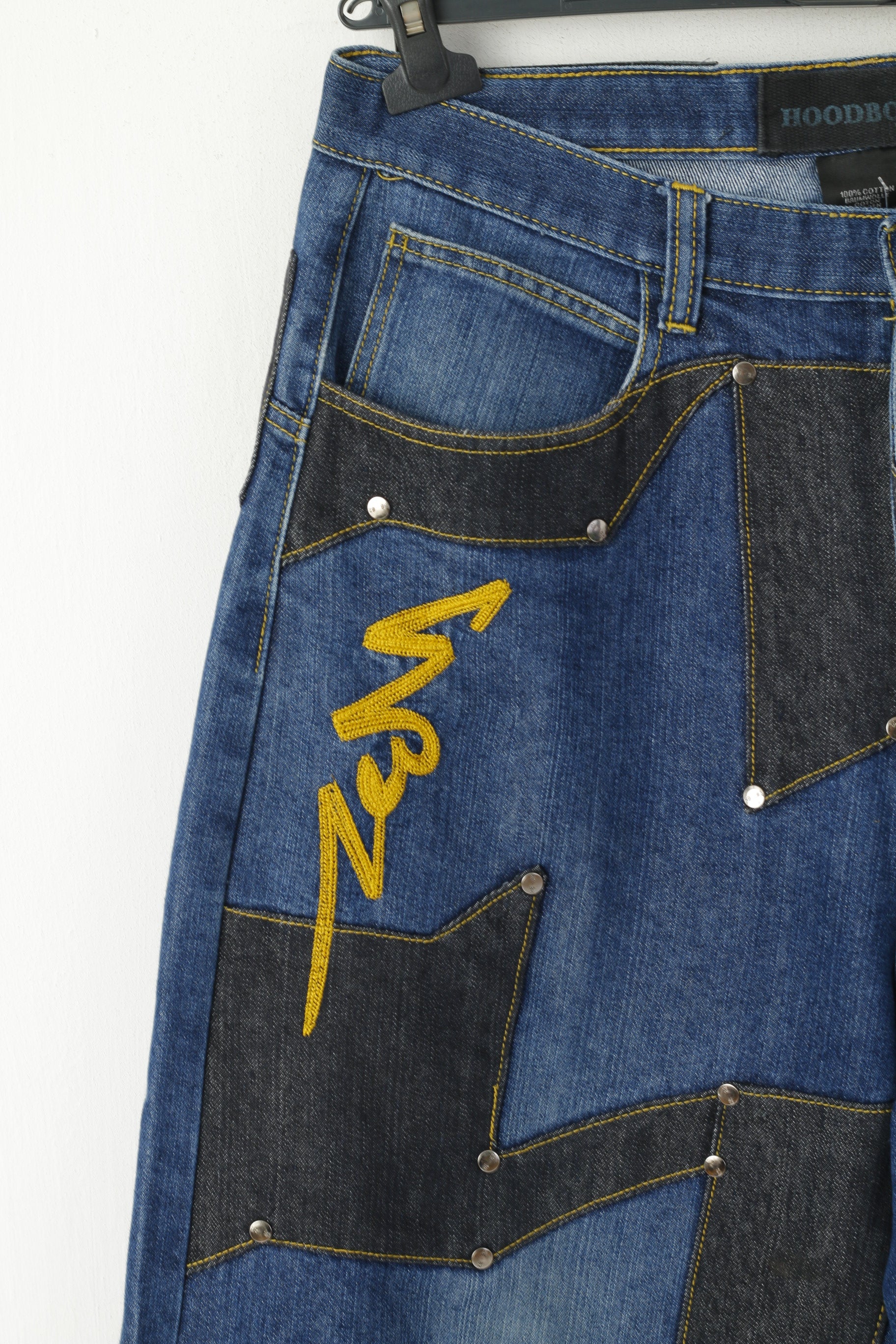 Hoodboyz Men 32 Jeans Pantalon Bleu Marine Denim Hip-Hop Streetstyle Western Pantalon