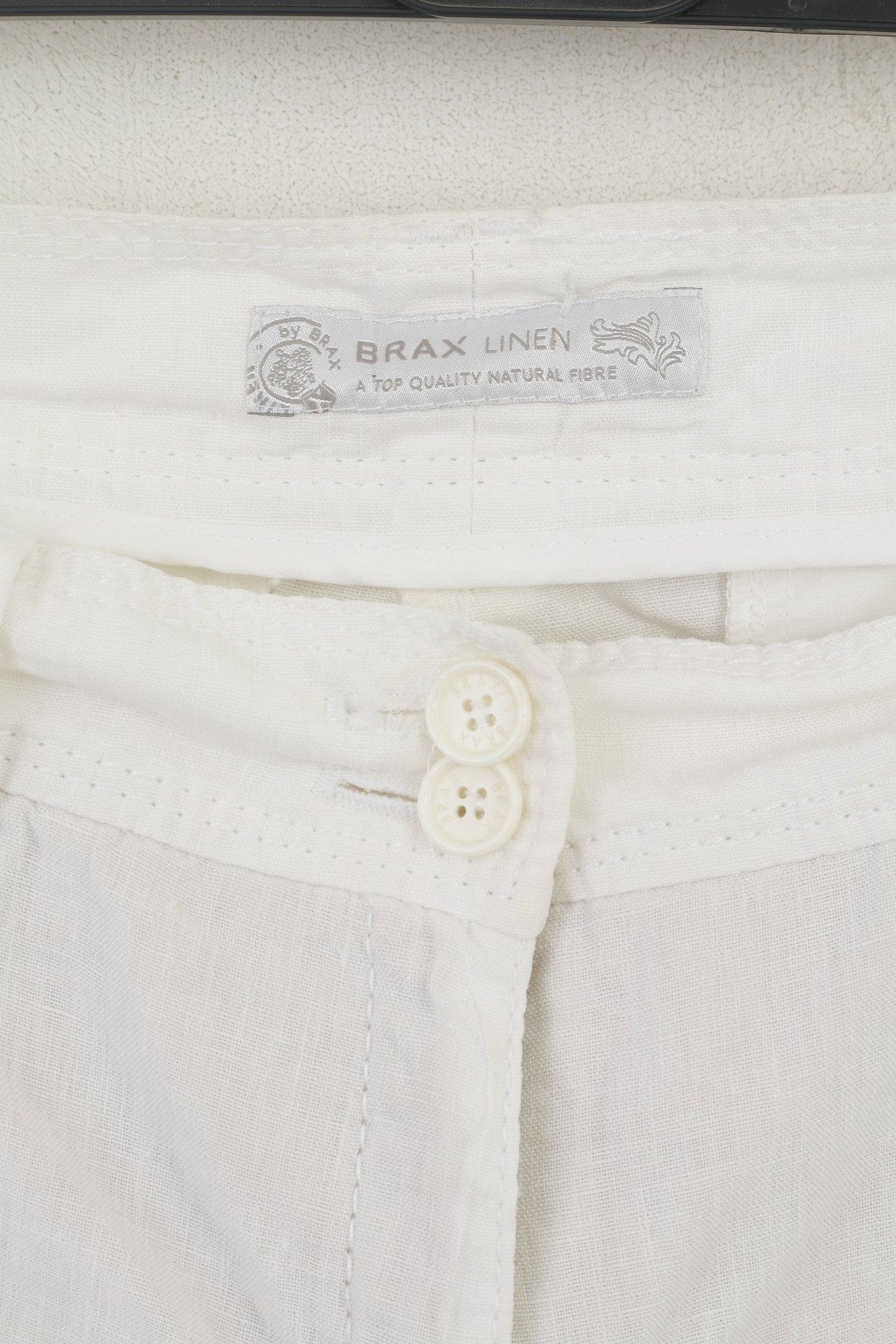 BRAX Women 16 32/32 42 Trousers White 100% Linen Marina Summer Pants