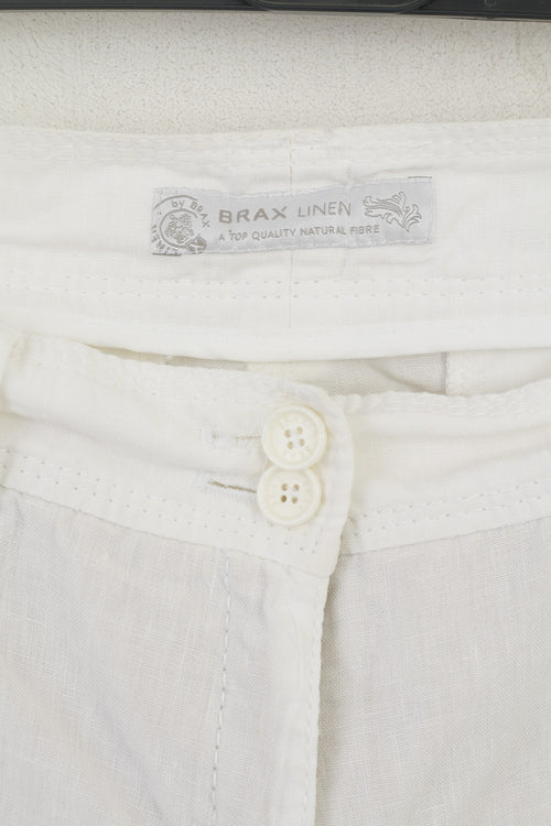 BRAX Femme 16 32/32 42 Pantalon Blanc 100% Lin Marina Pantalon d'Été