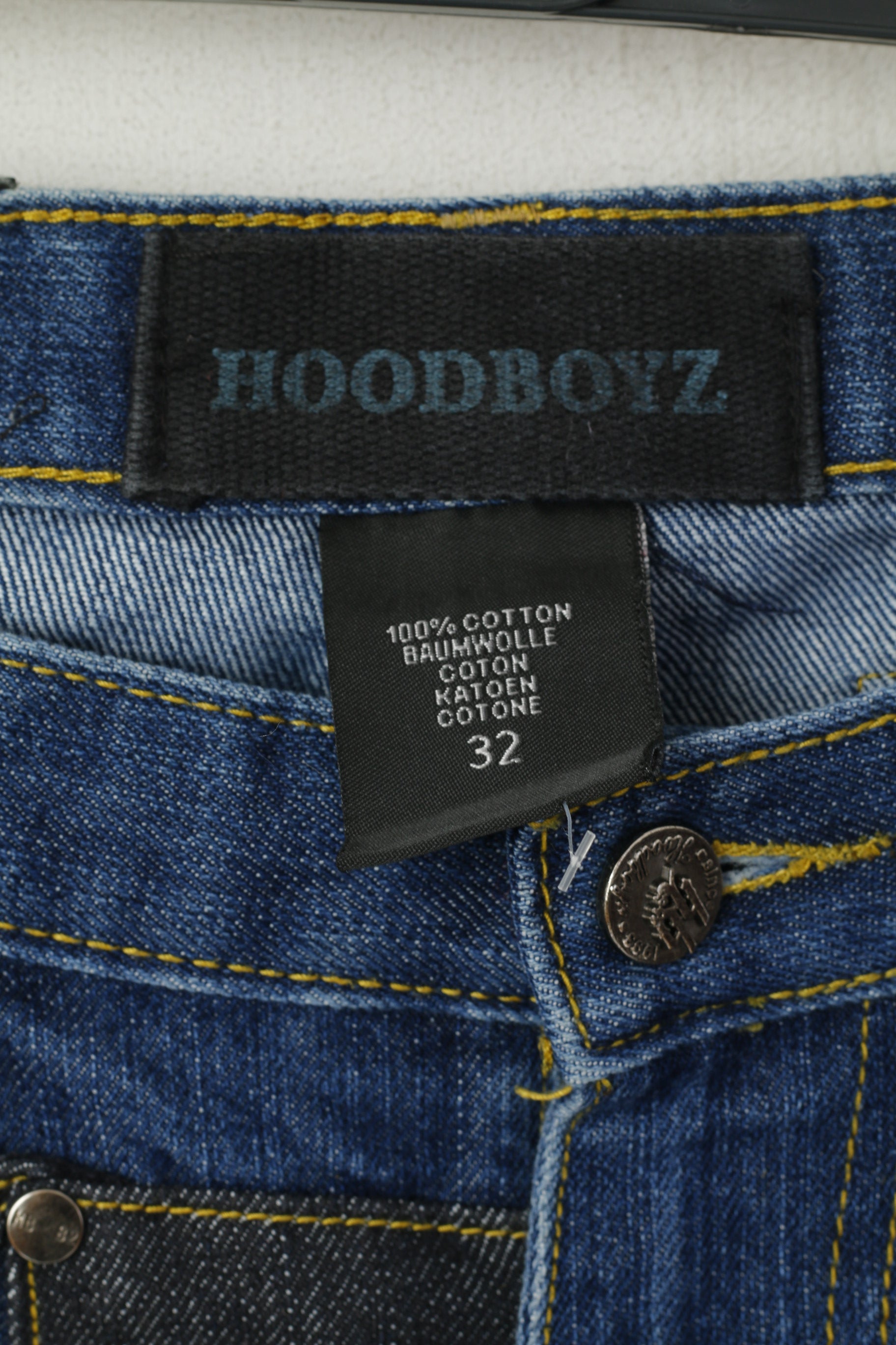 Hoodboyz Men 32 Jeans Pantalon Bleu Marine Denim Hip-Hop Streetstyle Western Pantalon