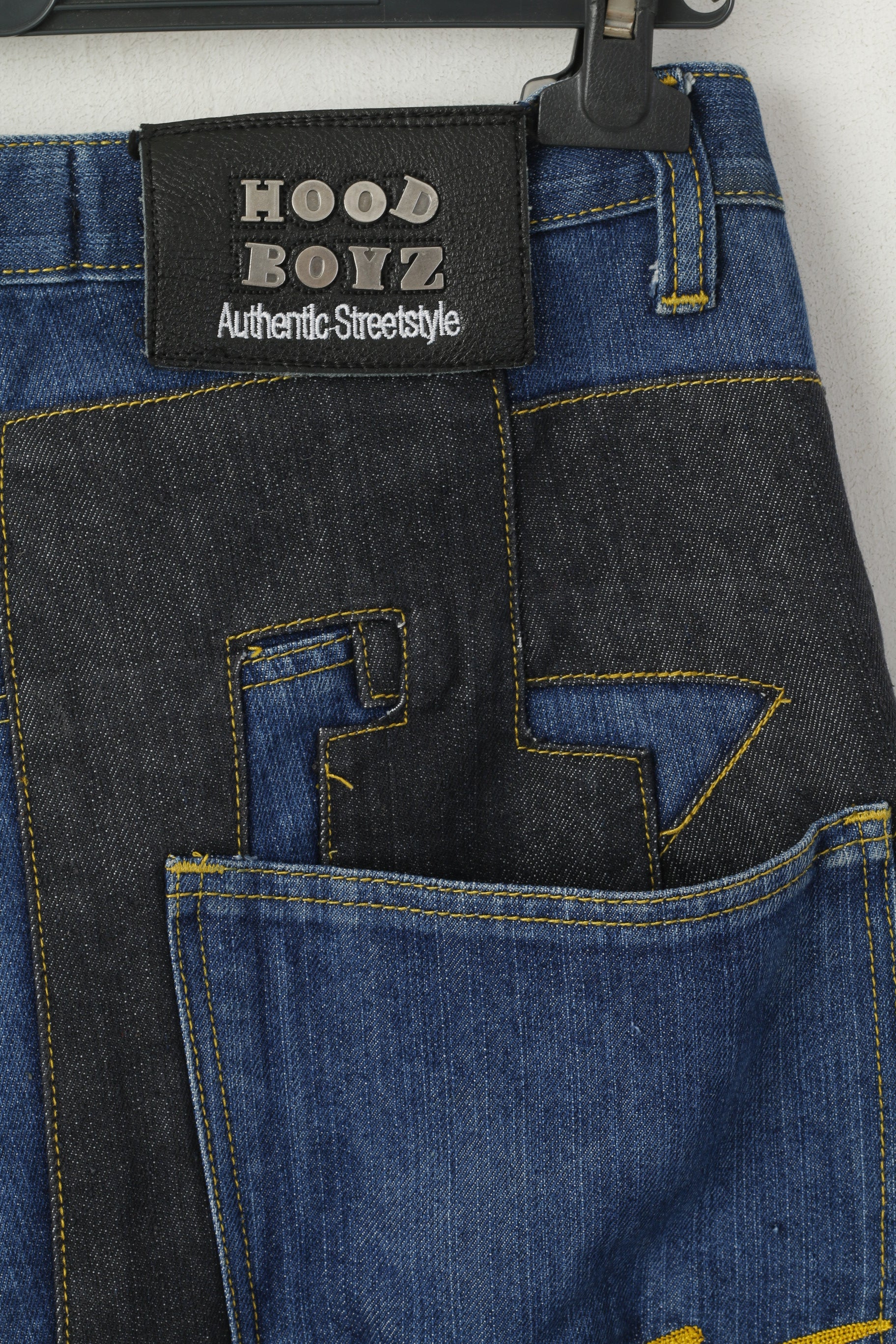 Hoodboyz Men 32 Jeans Pantalon Bleu Marine Denim Hip-Hop Streetstyle Western Pantalon