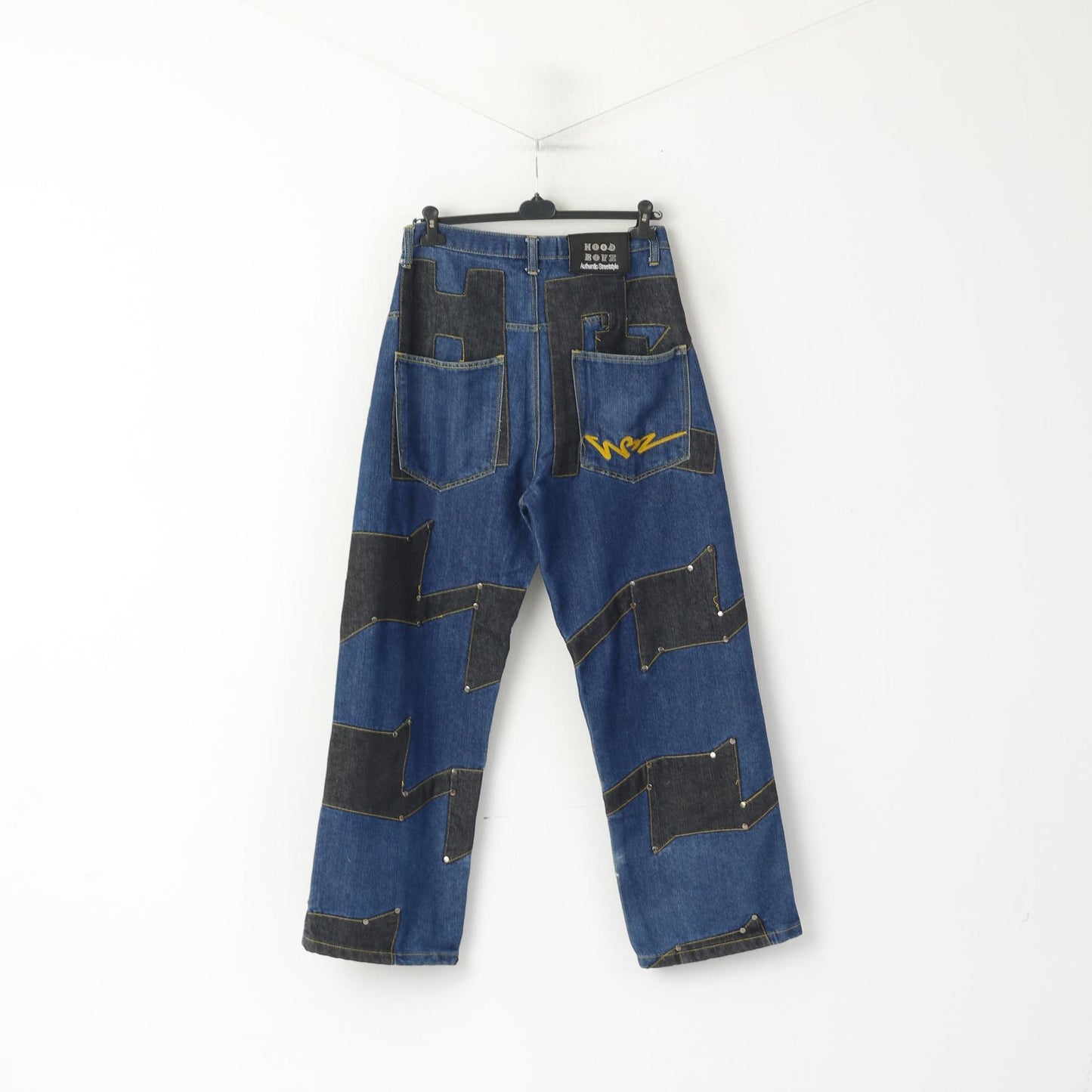 Hoodboyz Men 32 Jeans Pantalon Bleu Marine Denim Hip-Hop Streetstyle Western Pantalon