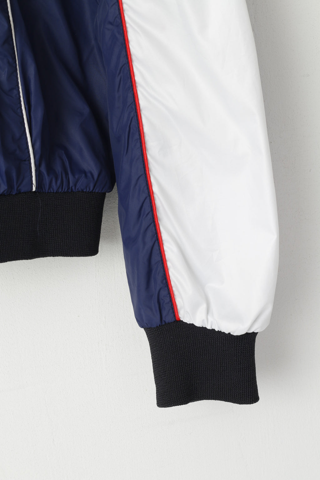 OVER-D Development Veste L pour Femme Bleu Marine Brillant Fermeture Éclair Complète Fabriqué en Italie Haut