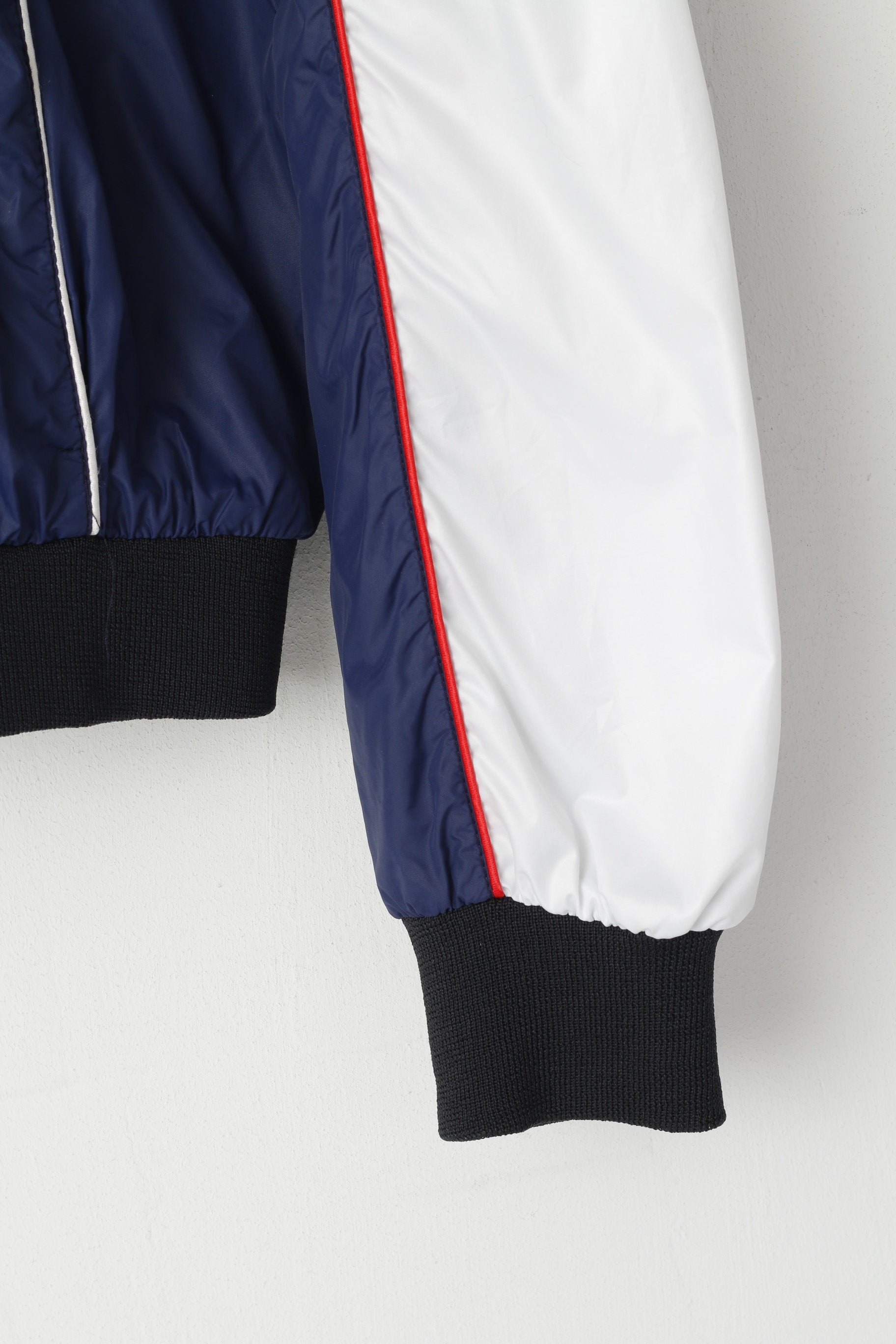 OVER-D Development Veste L pour Femme Bleu Marine Brillant Fermeture Éclair Complète Fabriqué en Italie Haut