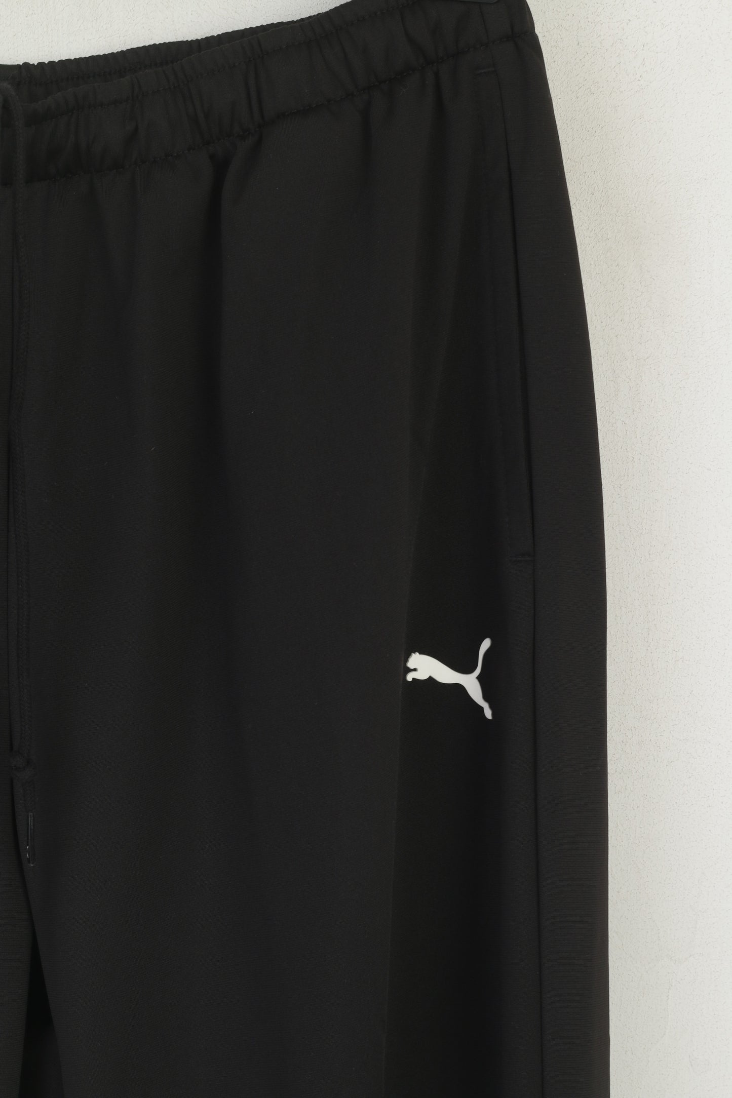 Puma Men XL Sweatpants Black Shiny Vintage Training Sportswear Retro Trousers