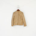 Giacca in pelle vintage da donna 46 M. Top classico in pelle scamosciata beige con cerniera intera Italia